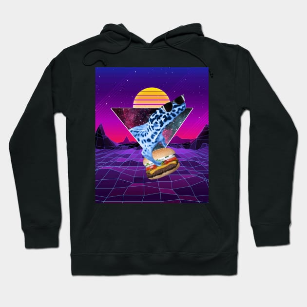 Aesthetic Synthwave Leopard Gecko Burger Hoodie by Random Galaxy